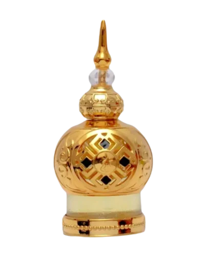 Shamookh Gold, ulei concentrat de parfum Khadlaj, un miros oriental fructat. Un parfum arabesc feminin, o aroma senzationala, o explozie fructata de rubarba alaturi de un buchet floral indulcit de ambra si boabe de tonka.