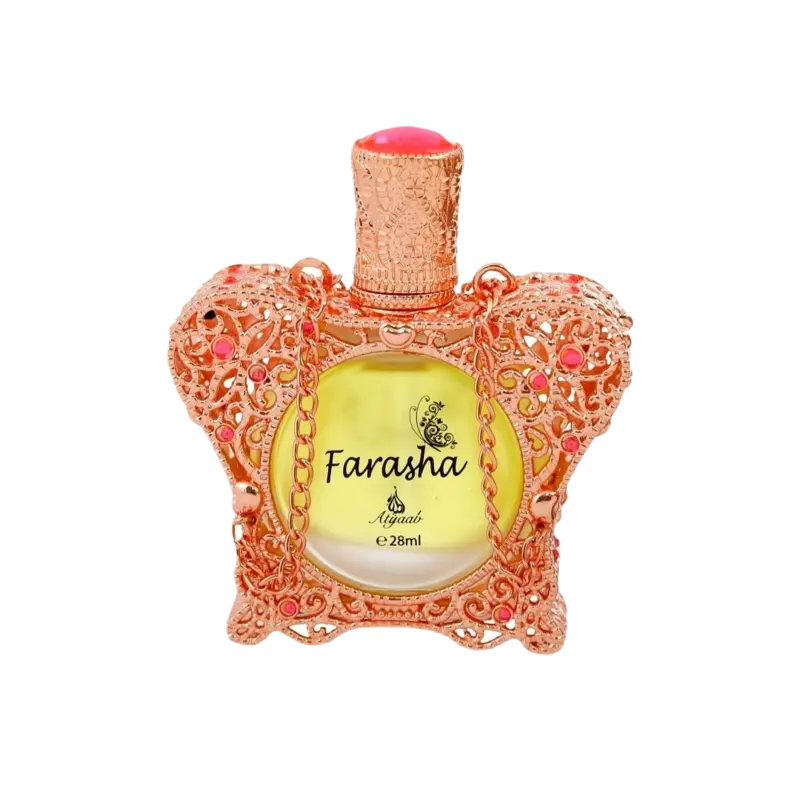 Farasha, ulei concentrat de parfum Khadlaj Perfumes, 28ml, un miros fructat oriental. Un parfum arabesc feminin, delicat si dinamic in acelasi timp.