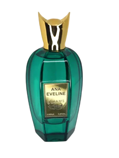 Parfum Arabesc gurmand oriental Ana Eveline 100ml femei. Acorduri fructate, vanilie si mosc. Un miros cald, fluent. Shames Perfumes, fabricat in Emiratele Arabe Unite.