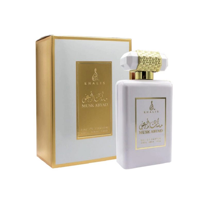 Parfum Arabesc Musk Abyad 100ml apa de parfum Femei - Dama. Cu miros moscat, floral,fresh. Arome de vanilie, ambra si flori albe.