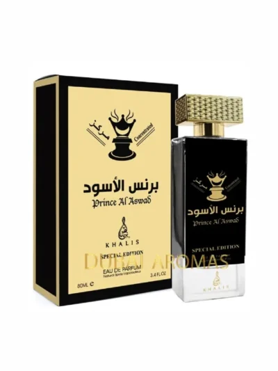 Parfum arabesc Khalis Prince al Aswad Special Edition Concentrated. Un parfum arabesc lemnos, o creatie inspirata de vechile mistere ale Arabiei. Un taram de odisee epice, de descoperire și povesti nemuritoare de dragoste și aventură. Sofran si zmeura, cu un dramatic lemn de agar(oud), si un final cald, catifelat de mosc si piele de Toscana. O forță a dorinței și misterului carnal, dar totuși cu un aer catifelat, sofisticat. Parfumuri arabesti, rasftul potrivit pentru tine si cei dragi.