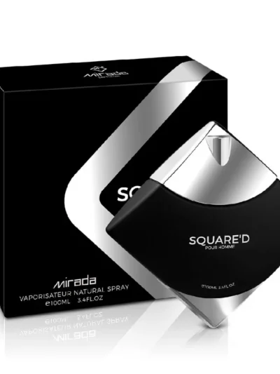 Mirada Square'd, parfum arabesc, dulce lemnos. Parfumul este o prezentare artistică care reflectă personalitatea dinamică a utilizatorului. Acordurile dulci, fructate, lemnoase, cremoase definesc parfumul cu miros dulce lemnos.