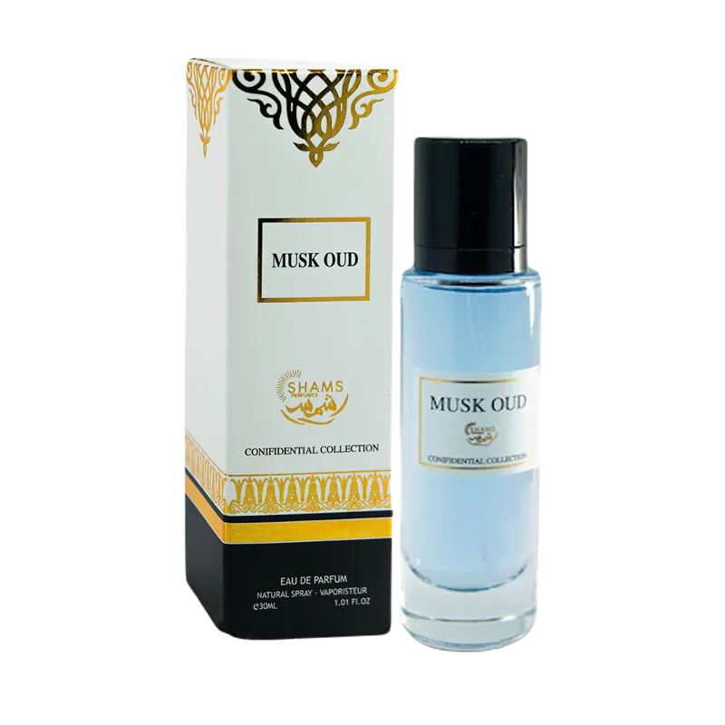 Parfum  Musk Oud 30ml Confidential Collection, un parfum lemnos, usor floral, intens, animalic, senzual, opulent.  Parfum Inspirat din Roja Musk Aoud