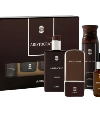 Parfum Aristocrat for Him de la Ajmal perfumes, un parfum revigorant, elegant si sofisticat. Parfum arabesc cu miros lemnos, floral moscat. Set Cadou contine: