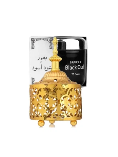 Set Black Oud bakhoor 70gr ( Carbuni Aromati tablete de tamaie arabeasca + Catui). Un rasfat oriental de aromaterapie naturala.