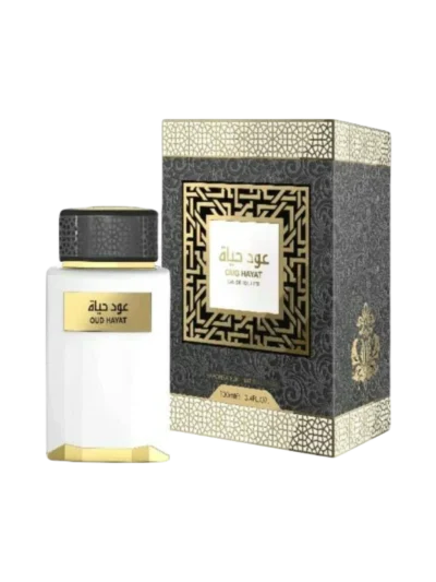 Areen Oud Hayat de la Swiss Arabian parfum arabesc, oriental, balsamic. O aroma neașteptata, o inspirație radicală, o senzație bruscă, un miros fulgerător, care apoi se completează cu o dulceata cremoasa, balsamica.