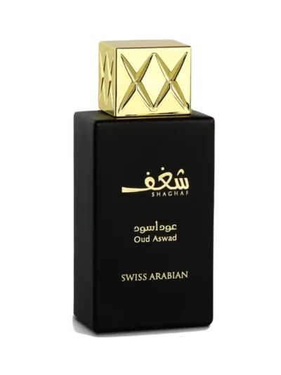 Shaghaf Oud Aswad de la Swiss Arabian, parfum arabesc, este la fel de complex pe cât este de frumos, ca sentimentele pasiunii care i-au inspirat creația. Un parfum oriental lemnos care se deschide cu acorduri florale, lemnoase și o atingere de șofran. Combinând petalele de trandafir și iasomie cu patchouli și condimente in notele de miloc, fiecare pas parfumat duce la premiul de aur. Parfumul unic de lemn de agar apare printre acordurile florale, condimentate si lemnoase, construind un final senzual și cald, alaturi de arome calde de pielarie si ambra. Lemnul de agar cuprinde toate aromele invaluindu-te în mantia sa de aur pur.