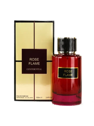parfum arabesc Rose Flame de la fragrance World pentru dama. O aroma florala (trandafir de Taif) balsamica. Parfumuri Arabesti Pentru Femei