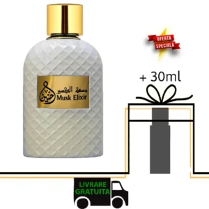 Parfum Arabesc Aroma opulent de Mosc Musk Elixir 100ml apa de parfum pentru Femei. Miros Oriental Lemnos. + 30ml Edp Cadou