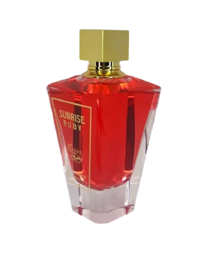 Parfum Arabesc femei Lux Sunrise Ruby 100ml parfum lemnos floral. inspirat din Baccarat Rouge 540 ambalat intr-o cutie eleganta