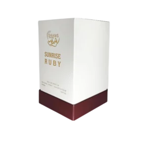 parfum sunrise ruby ambalat intr-o cutie eleganta
