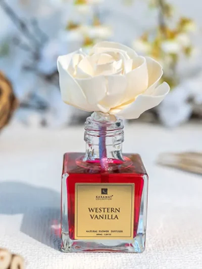 Difuzor de arome orientale cu Floare Sola, Western Vanilla. Parfum de camera creat din uleiuri esentiale naturale cu miros oriental.