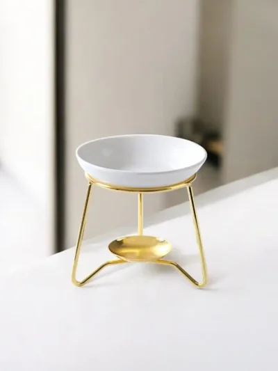 Suport De Ars Pentru Aromaterapie Din Ceramică Si Metal Auriu